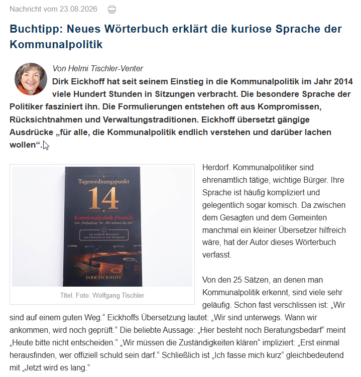Rezension des AK-Kuriers zu Tagesordnungspunkt 14